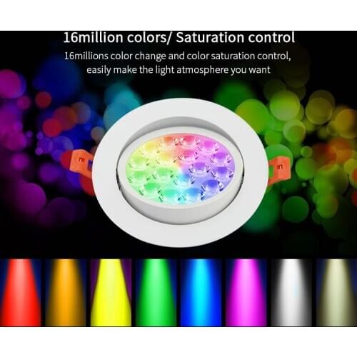 Milight FUT062 9W RGB+CCT LED Ceiling Spotlight Color temperature Brightness adjustable wireless wifi control LED downlight