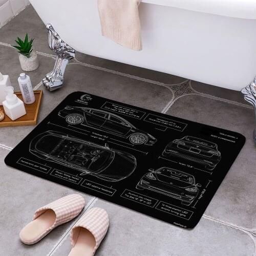 Tesla Model 3 Carpet Areas Rug Non-slip Floor Mat Rug 3D Printing Living Room Bedroom Door Mat Home Decoration