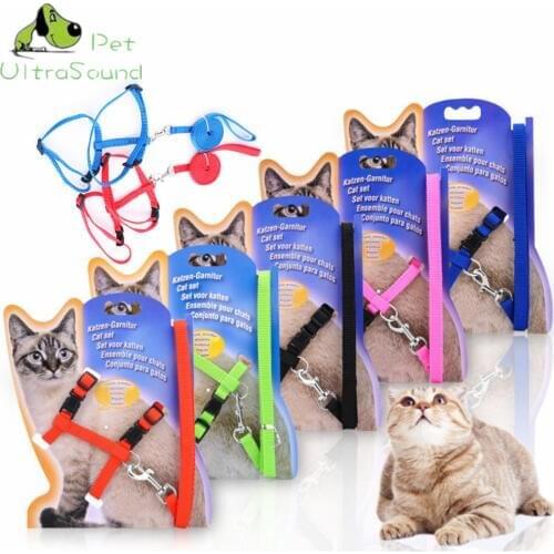 ULTRASOUND PET Cat Collar Harness Leash Adjustable Nylon Cat Traction Cat Kitten Halter Collar Cats Product For Pet Harness Belt