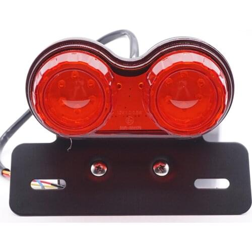 Universal Motorcycle Dual LED Tail Light and License Plate Holder Turn Signals Brake Light Rear Driving Lamp for BMW Kawasaki