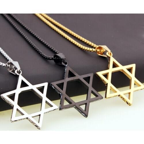 Top Grade Stainless Steel Fashion Design Pentagram Mens Boys Womens Daily Jewelry Pendant Necklace Free Box Link Chain 24inch