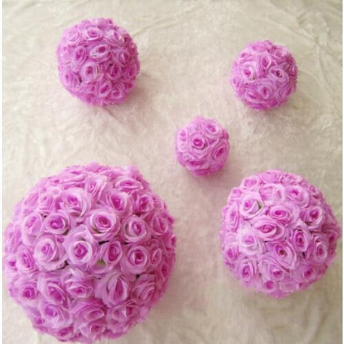 High quality Artificial Silk Purple Rose Kissing Flower Balls Bouquet Centerpiece Pomander Party Wedding Centerpiece decorations