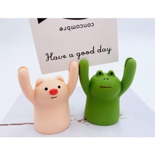 1Pc Cute Cartoon Pig Panda Cat Frog Memo Clip Card Holder Lovely Photo Stand Kawaii Cake Decorations Card Holder Desk Organizer