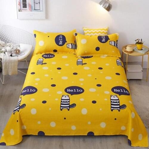 1 Pc Cotton Flora Bed Sheet Elastic Cartoon Printing Bed Coverlet Household Washable Dust-proof Bedspreads For Single Queen Bed