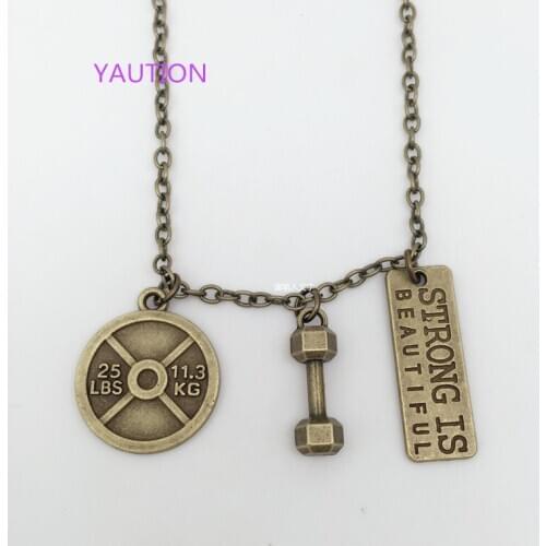 1pcs 25lbs Dumbbell STRONG IS BEAUTIFUL Strong is Beautiful Weightlifting necklace Exercise Gym crossfit