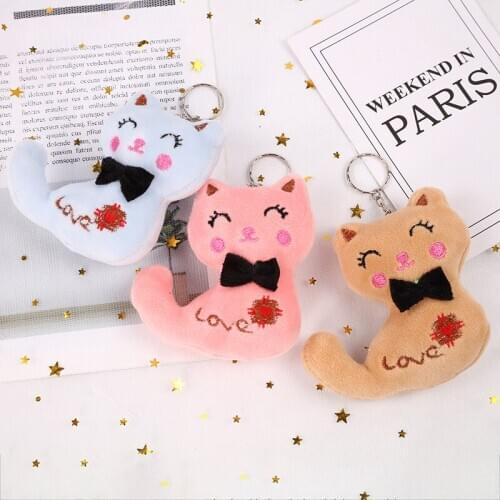 10PCS 12cm Kitten with Tie Exquisite Decoration Wedding Sweet Bag Plush Mini Pendant Keychain Doll Ring Toy