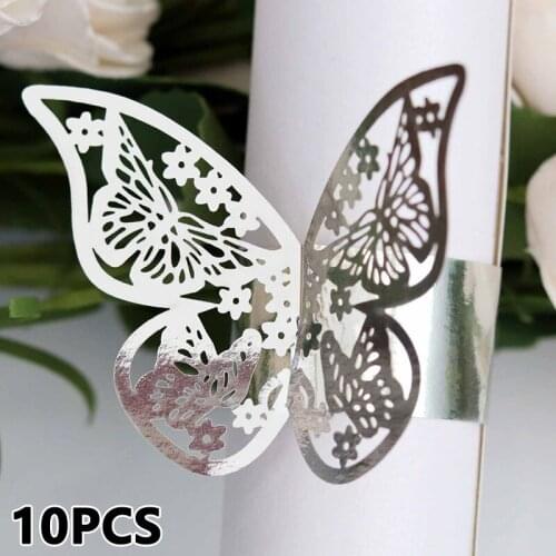 10pcs Party Favors Wedding Napkin Holder Laser Cut Butterfly Napkin Ring Paper Napkin Ring For Wedding Decoration