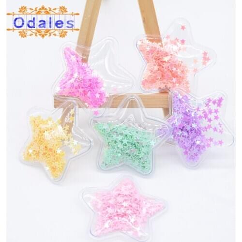 12Pcs Paillettes Star Padded Applique for Clothes and Hairclips Accessory Sequin & Transpare PU Patches Cake Topper Supplies