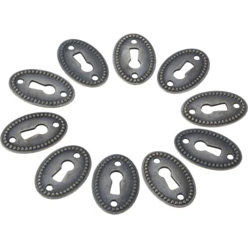 20/10pcs Keyhole Cover Oval Antique Bronze Hollow Pattern Connectors Old Chinese Style Cabinet Vertical Beaded Wine Box w/screws