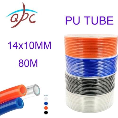 80meters/roll 14x10mm Air Hose For Compressor Polyurethane Tubing Pneumatic Tube Pipe PU Hoses Black Transparent Red Blue