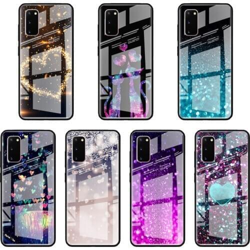 Glitter Quicksand Glass Case For Samsung Galaxy S10 S20 Ultra 5G S10e S9 S8 Plus Note 9 10 Lite Tempered Phone Coque