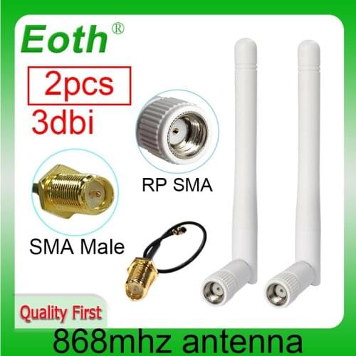 2pcs 868MHz 915MHz Antenna 3dbi RP-SMA Connector GSM 915 MHz 868 MHz antena antenne waterproof + SMA Male /u.FL Pigtail Cable