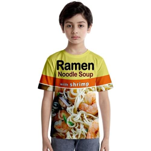 3D Ramen T Shirt Children Funny Ramen Noodle Soup Tshirt Boys Girls Pizza Hamburger T-shirt Toddler Kids Tee Tops Streetwear