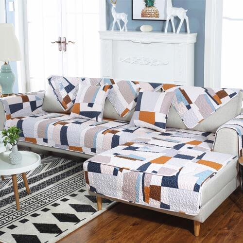 Cotton sofa cushion four seasons universal fabric non-slip leather cushions set towel cover full cover cotton Nordic living room