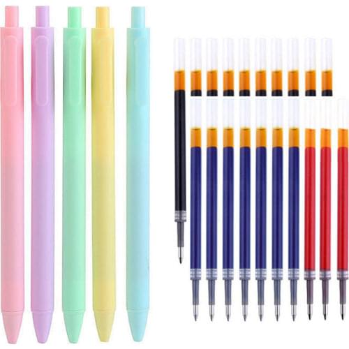 Kawaii candy color ballpoint pens set 0.5 mm Stationery retractable gel pen Refills School & office accessories