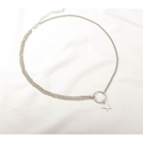 Classic Asymmetry Necklace For Women Man Lovers Pentagram Silver Color Star Pendant Necklace Engagement Jewelry