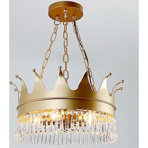 Nordic Crown Creative Crystal Chandelier Living Room Corridor Childrens Bedroom American Country LED Golden Creative Chandelier