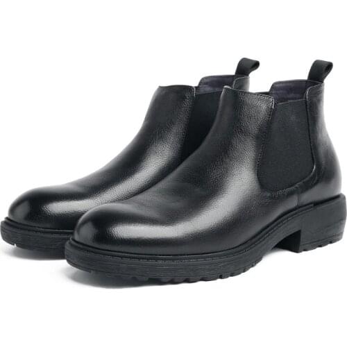Fashion Black / Brown platform warm winter BootsMens Dress Boots Genuine Leather Boots Male Ankle Boots