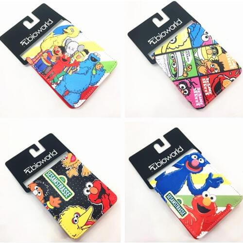 Sesame Street Fashion Anime PU Wallet Soft Money Bag Zipper Wallets Coin Casual Purses Card Unisex Gifts