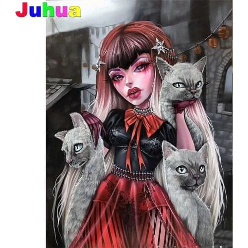 Cartoon fantasy cat girl 5D diy diamond painting cross stitch full drill fairy diamond embroidery mosaic art home decor
