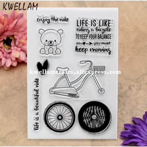 Enjoy the ride keep moving heart Bicycle Scrapbook DIY photo cards rubber stamp clear stamp transparent stamp 11x16cm KW8010208