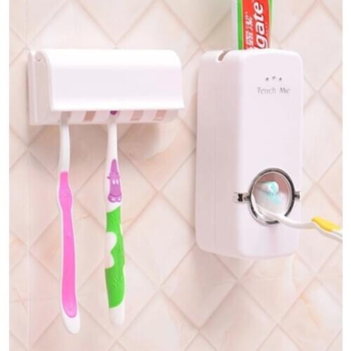 Wall-mounted Automatic Toothpaste Dispenser Squeezer Toothbrush Storage With 5-Slot Toothbrush Holder Set Bathroom Washing Sets