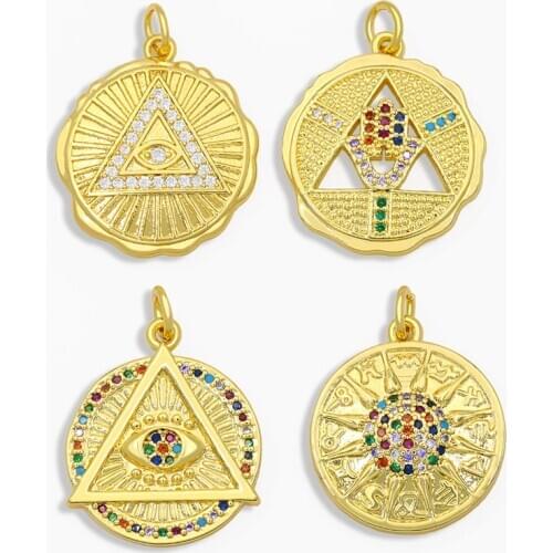 OCESRIO DIY Fatima Hand Triangle Pendant Polished Sun Nacklace Pendant Supplies For Handmade Jewelry Making Accessories pdta154