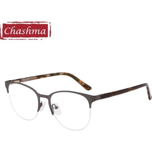 Chashma Spring Hinge Eyeglass Round Blue Men Alloy Frame Eyewear Student Prescription Glasses Women Optical Spectacle