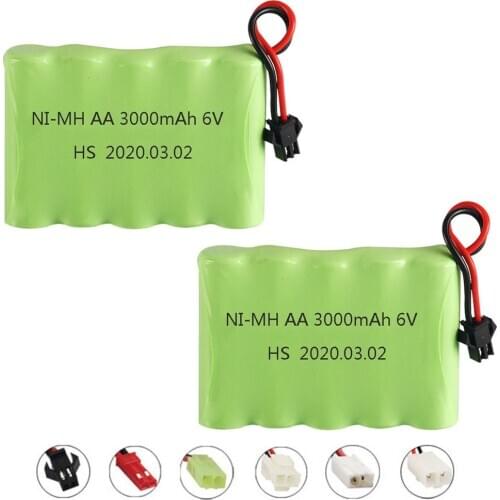 2PCS/lot 3000mah 6V Rechargeable NI-MH Battery Pack For Rc toys Cars Tanks Guns toys accessory 2400mah AA 6v Battery For Rc Boat