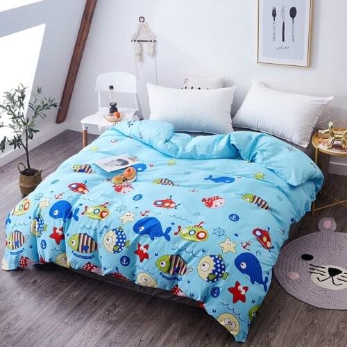 Cartoon Fish Duvet Cover Cotton King Size Underwater World Printed Quilt Cover Comforter Case Twin Full Queen for Bedroom Decor