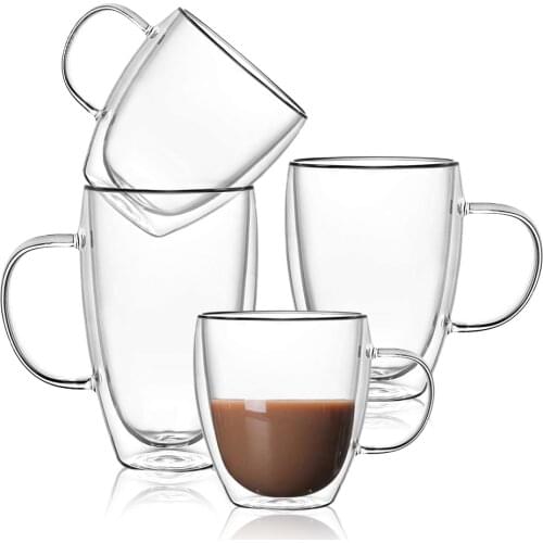 Double Creative Handmade whiskey wine Mugs Beer Milk Glass Tea Insulated Drinkware Wall Layer handle Cup Coffee heat-resistant