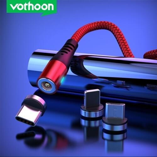 Vothoon 2.4A Magnetic Charging Cable USB Type C Micro USB Cable For iphone 11Pro Xs Samsung S7 Xiaomi Magnet Charging Wire Cord