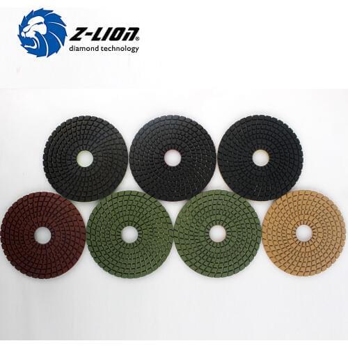 Z-Lion 6pcs 4" 100mm Diamond Flexible Polishing Pads For Stone Granite Marble Professional Wet Polishing Grinding Discs Diamond