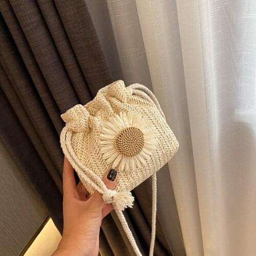 2021 Style Woven Straw Ladies Bag Bucket Bag Summer Crossbody Bag For Women Messenger Envelope Phone Wallet Travel Bag Cute Fash