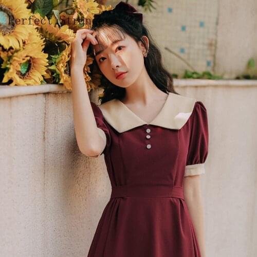 2021 Summer New Arrival Vintage Peter Pan Collar Short Sleeve Women Long Dress High Quality