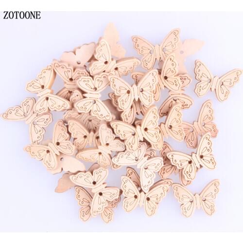 ZOTOONE 100PCS Wooden Buttons Butterfly Shape 2 Holes Wooden Buttons Fit Sewing DIY Scrapbook Decorative Buttons for Crafts C