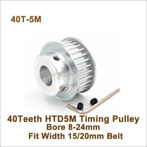 POWGE 40 Teeth 5M Timing Pulley Bore 8-24mm Fit Width 15/20mm HTD 5M Timing Belt 40T 40Teeth HTD 5M Synchronous Pulley