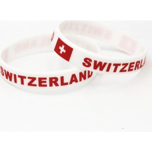 1PC Switzerland Flag Silicone Wristband White Football Sports Souvenir Silicone Rubber Bracelets&Bangles Gifts SH241