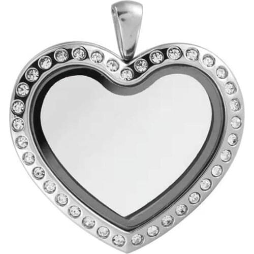 10pcs 316L Stainless steel magnet 30mm heart shape glass locket for floating charms keepsake xmas gift mothers gift