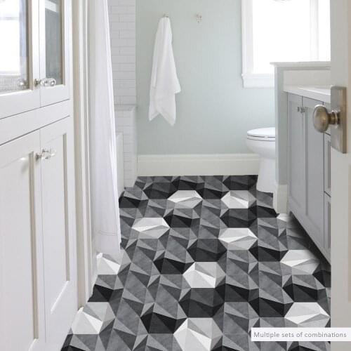 10pcs Hexagon Wall Stickers Black and White Abstract Art Floor Stickers Modern Living Room Bedroom Bathroom Decor Wallstickers