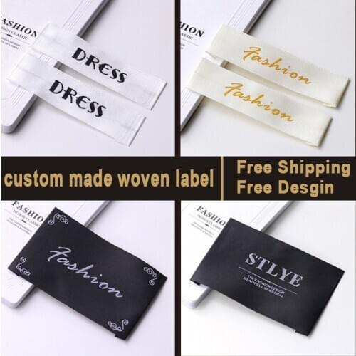 Custom clothing white satin woven labels/garment embroidered labels/logo/wedding dress labels/overcoat tgs brand 1000 pcs a lot