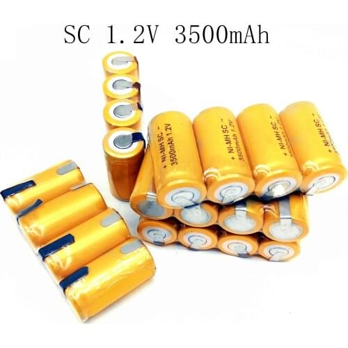 12Pcs High Quality SC NI-MH Rechargeable Battery 1.2V 3500mAh, With Tab, For LED Power Electric Drill