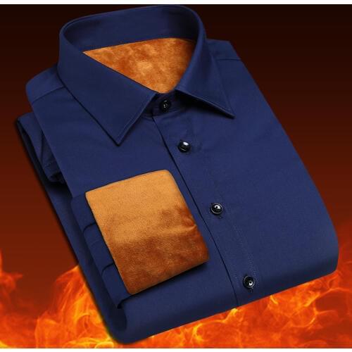 HCXY 2020 winter Fashion Mens Slim Shirts Thickening Warm shirts Male business casual Shirt for men Clothing Size M-5Xl