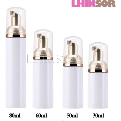 5pcs/lot 30ml 50ml 60ml 80ml Plastic Foaming Bottle Soap Mousses Liquid Shampoo Lotion Bottling Foam Bottles With Gold Pump