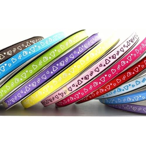 5Yards 10mm Grosgrain Ribbon Printed Heart-shaped Pattern For Christmas Wedding Decoration DIY Sewing Handmand Craft Accessories