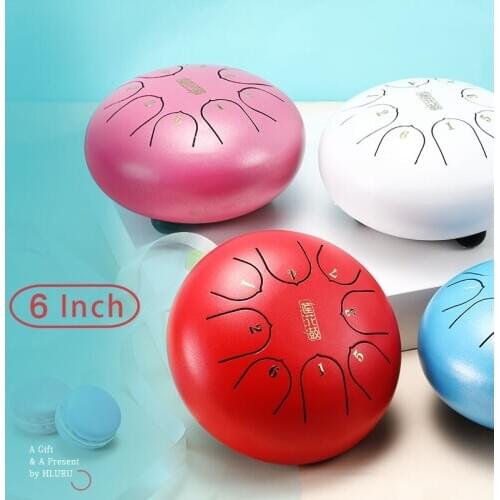 6 Inch C Key Steel Tongue Drum Percussion Instruments Mini 8-Tone Hand Pan Hangpan Drum with Drum Mallets Carry Bag