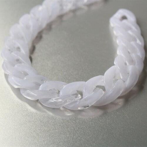80pcs White Marble Acrylic Curb Chain Links,Plastic Curb Chain Links, Open Link per Size 23mmx16mm SC035