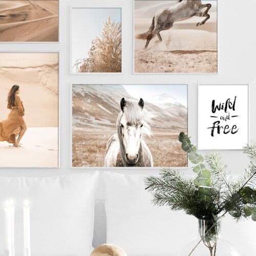 Desert Horse Girl Grass Wild Free Quotes Wall Art Canvas Painting Nordic Posters And Prints Wall Pictures For Living Room Decor