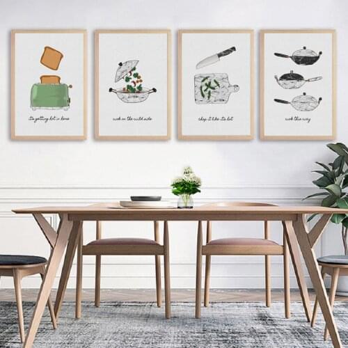 Nordic Minimalism Rural Style Small Fresh Cutlery Cutting Board Kettle Canvas Painting Poster Kitchen Wall Home Decoration