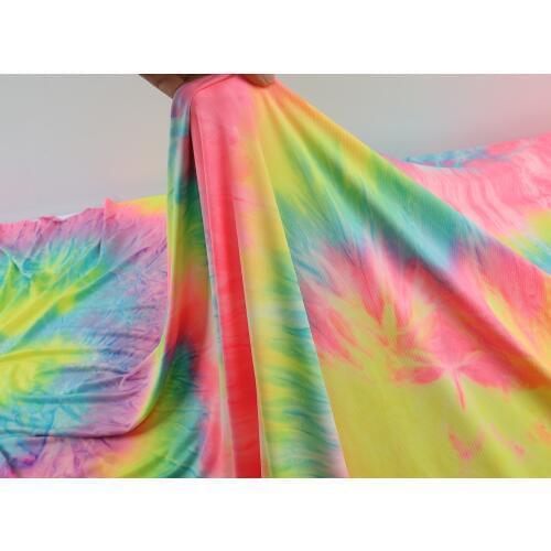 Rainbow Tie Dye Spandex Stretch Lycra Fabric Knit for Dancer Swimwear Sold by the Yard